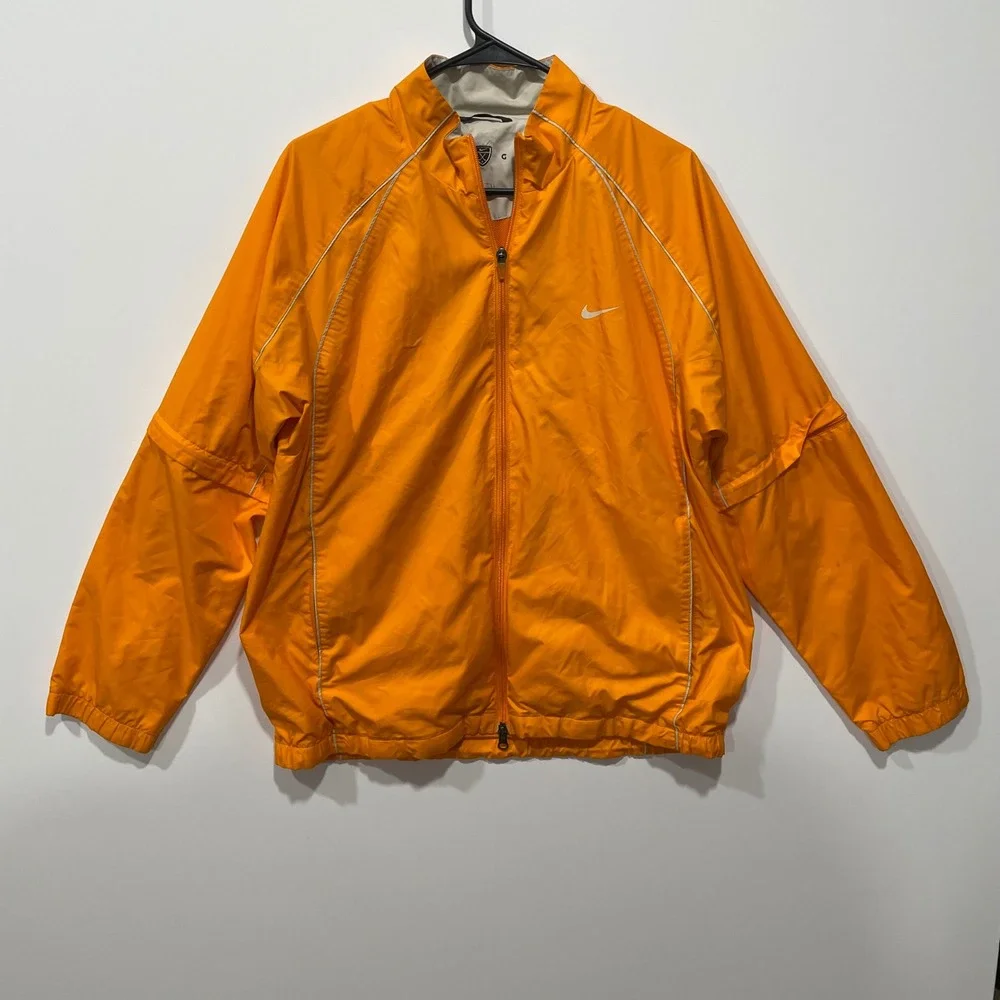Nike Golf Men's Orange Lightweight Zip‎ Up Jacket Convertible Sleeves Size 2XL